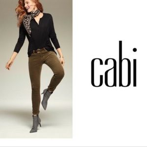 CAbi Moss Green - brown Cord Skinny Jeans, Size 16